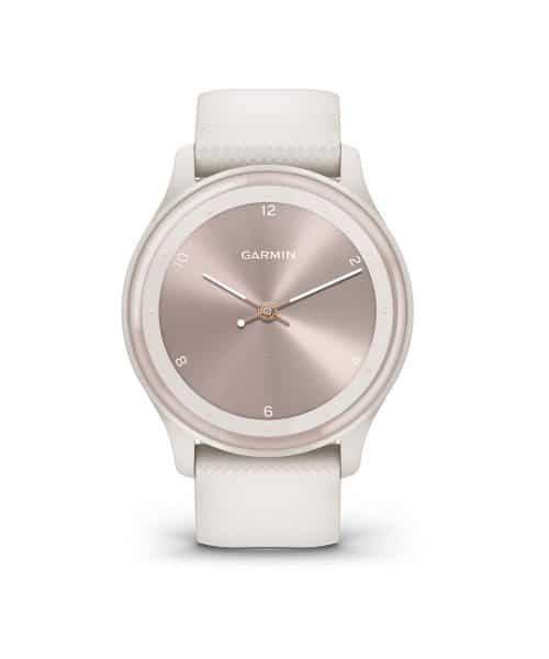 Garmin vívomove® Sport - Urkasse i fargen Ivory og silikonrem med detaljer i fargen Peach Gold - Bilde 2
