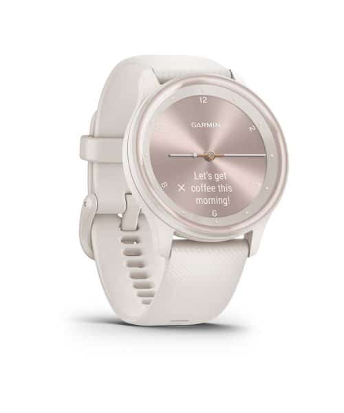 Garmin vívomove® Sport - Urkasse i fargen Ivory og silikonrem med detaljer i fargen Peach Gold - Bilde 3