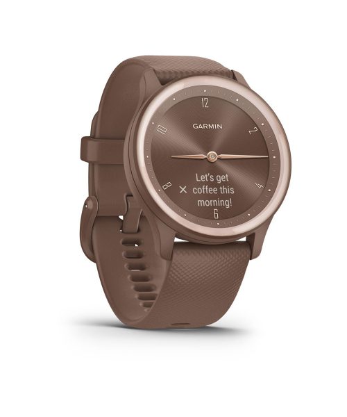 Garmin vívomove® Sport - Urkasse i fargen Cocoa og silikonrem med detaljer i fargen Peach Gold - Bilde 3