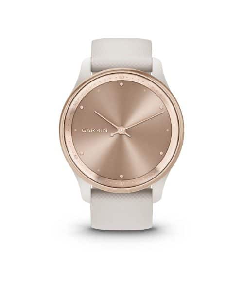 Garmin vívomove® Trend - Ramme i rustfritt stål og fargen Peach Gold med elfenbensfarget urkasse og silikonrem - Bilde 2