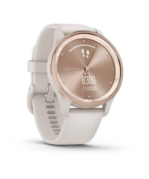 Garmin vívomove® Trend - Ramme i rustfritt stål og fargen Peach Gold med elfenbensfarget urkasse og silikonrem - Bilde 3