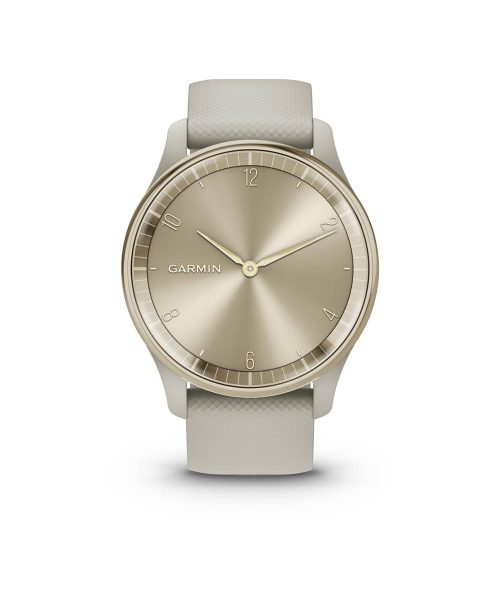 Garmin vívomove® Trend - Ramme i rustfritt stål og fargen Cream Gold med urkasse og silikonrem i fargen French Grey - Bilde 2
