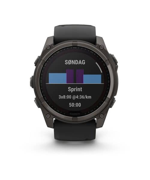 Garmin fēnix® 8–51 mm, Solar, Sapphire - Sapphire, Karbongrå DLC-titan med sort/steingrå silikonrem - Bilde 3