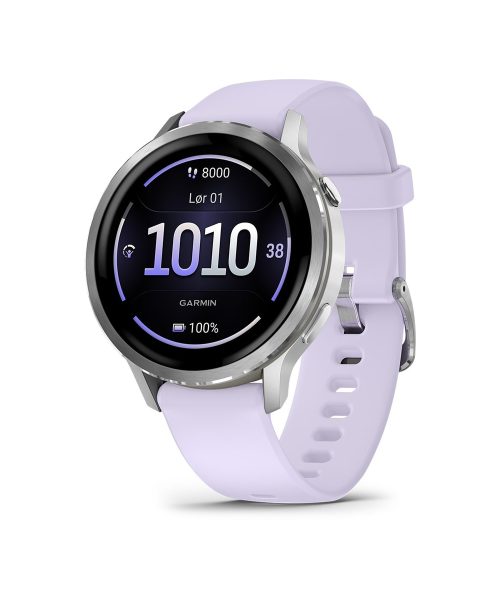 Garmin Venu® 4 - 41 mm - Sølv med lilla silikonrem