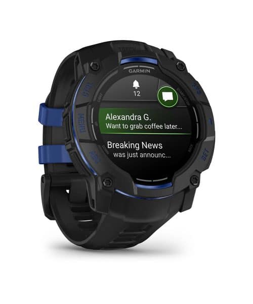 Garmin Instinct® 3 – 50 mm, AMOLED - Sort med sort / elektrisk blå rem - Bilde 3
