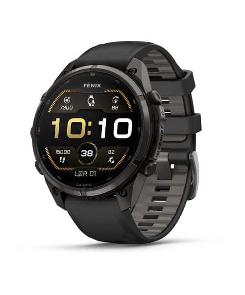 Garmin fēnix® 9 Pro – 47mm - Karbongrå DLC-titan med sort/steingrå silikonrem