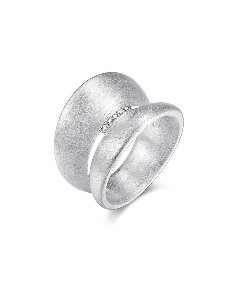 Quinn Ring Silver 925 Brilliant 0.05ct Wess. (H) / piqué, Str. 56