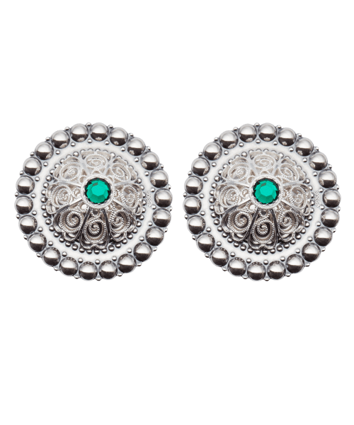Borer 40 mm til skinnlist med grøn stein, oksidert/kvit
