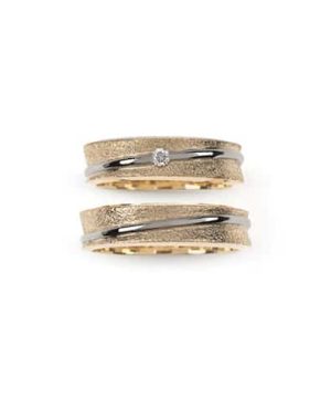 Van Bergen Ring i gult gull med hvitt gull bånd