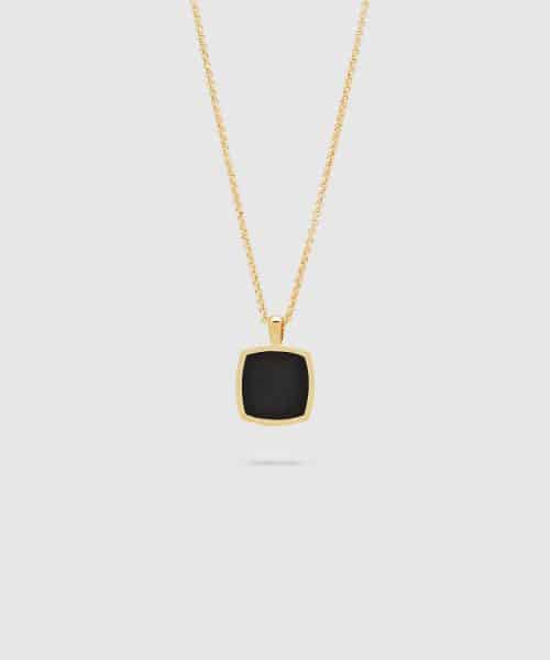 Tom Wood Cushion Pendant Onyx Gold