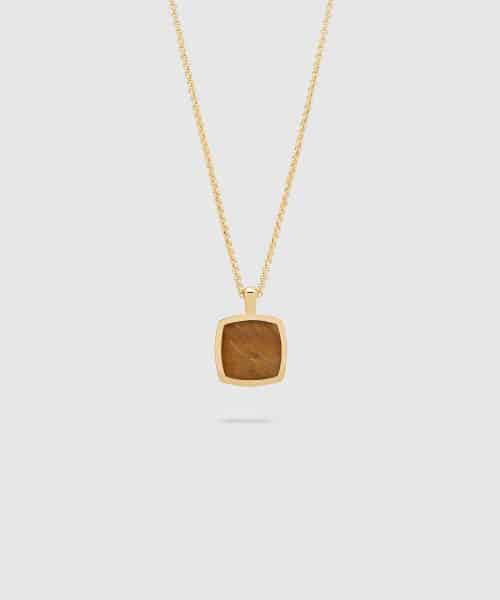 Tom Wood Cushion Pendant Tiger Eye Gold