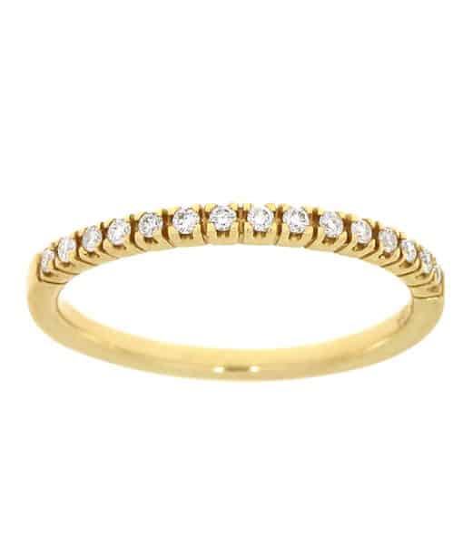 Tynn Alliansering 15 stener, 0.15ct. Top Wesselton SI, Gult gull