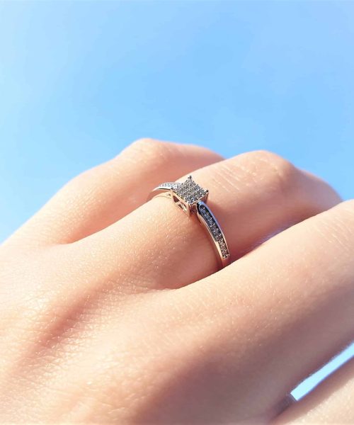 Diamantring Firkantet 0.15ct TW.SI i Hvitt Gull - Bilde 3