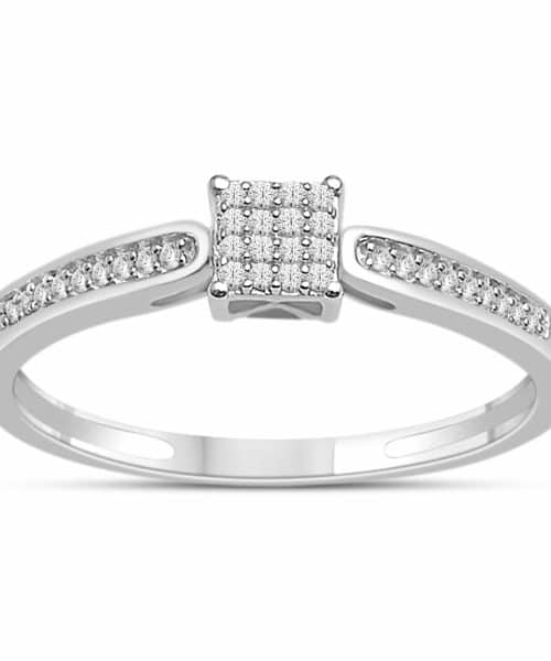 Diamantring Firkantet 0.15ct TW.SI i Hvitt Gull - Bilde 2