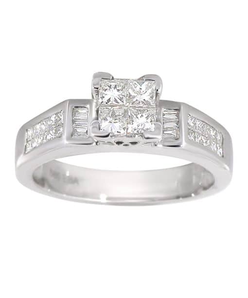 Diamantring i Hvitt gull, 0.70ct. Top Wesselton SI, Princess Cut
