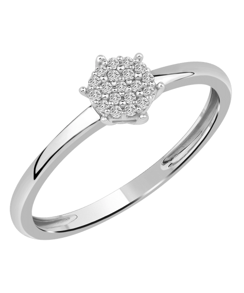 Diamantring 0.10ct. Brilliant Cut, Top Wesselton SI, Hvitt gull - Bilde 2