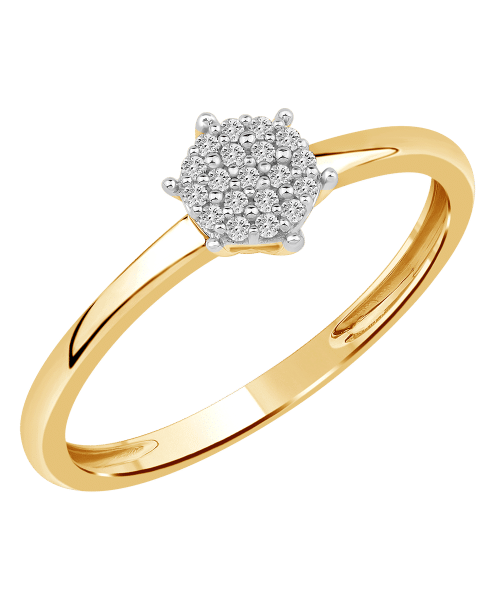 Diamantring 0.10ct. Brilliant Cut, Top Wesselton SI, Gult gull - Bilde 2