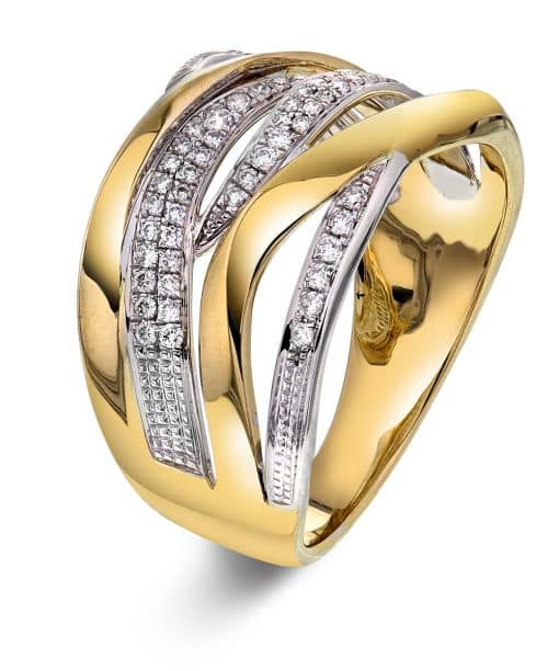 Diamantring i Gult og Hvitt gull, 0.30ct. Top Wesselton SI