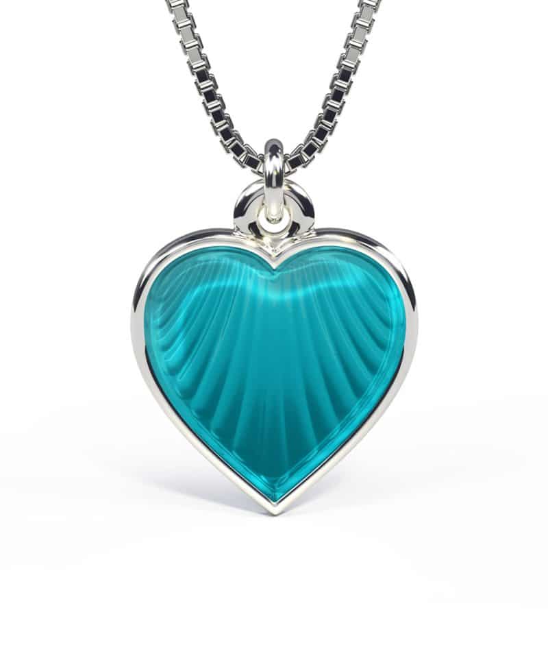 Pia & Per - Halskjede i sølv - Turkis hjerte