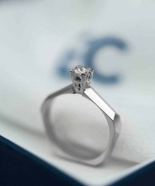 Fasettring i hvitt gul med diamant 0.20ct (TWSI) - Bilde 2
