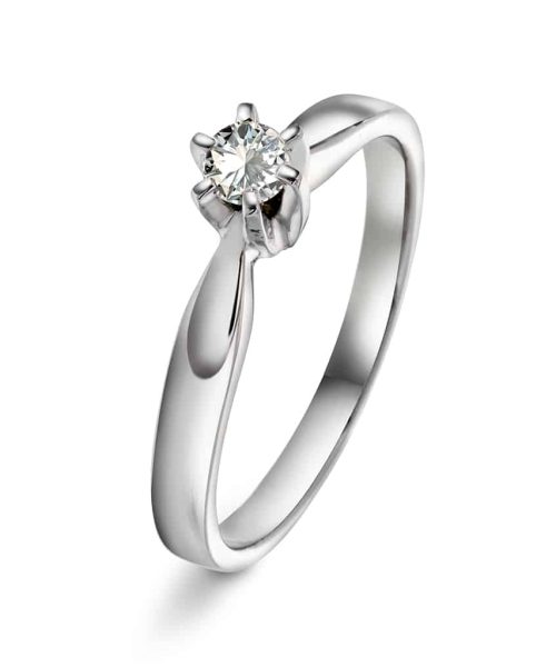 Capella ring i hvitt gull, Diamant 0.15ct (WSI)