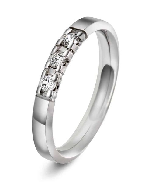 Alliansering Alpha i hvitt gull, Diamant 0.09ct (WSI)