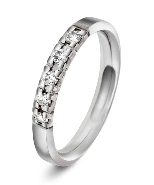 Alliansering Alpha i hvitt gull, Diamant 0.15ct (WSI)