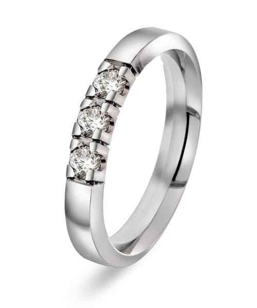 Alliansering Alpha i hvitt gull, Diamant 0.21ct (WSI)