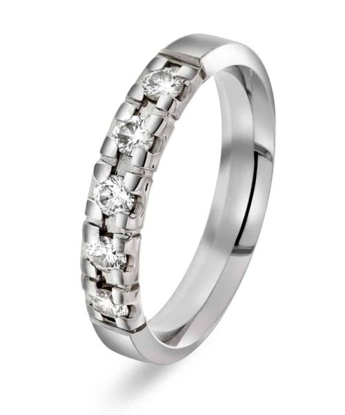 Alliansering Alpha i hvitt gull, Diamant 0.30ct (WSI)