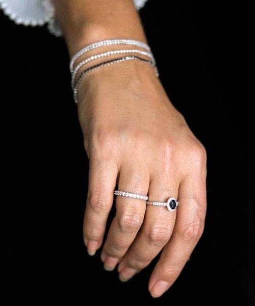 Rosettring i hvitt gull, Spinell og Diamant 0.25ct ((WSI) - Bilde 2