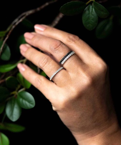 Rekkering i hvitt gull, sorte diamanter 0.27ct - Bilde 2