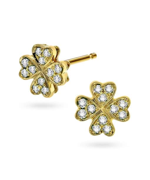 Diamantøredobber i Gult gull 0.12ct. Brilliant Cut