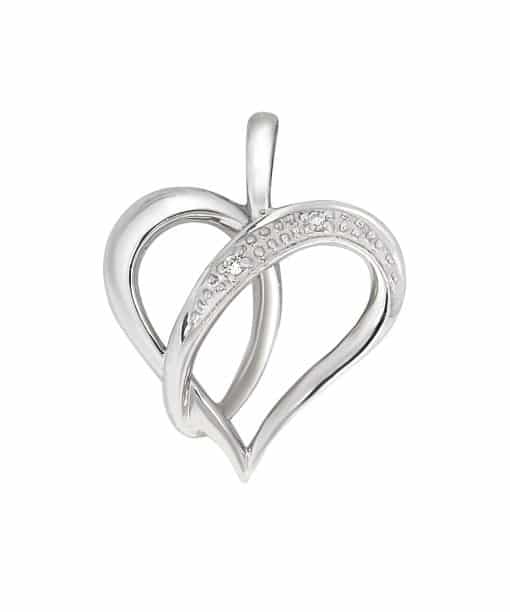 Hjertanheng i Hvitt gull med 0.01ct. Diamanter