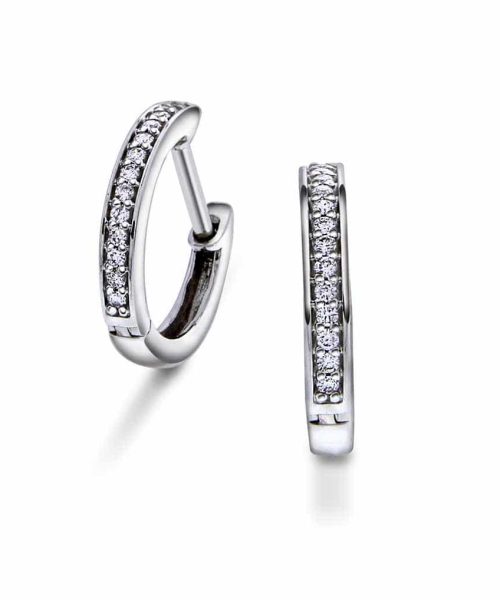 Christophersen Hvitt Gull Creoler med Diamanter