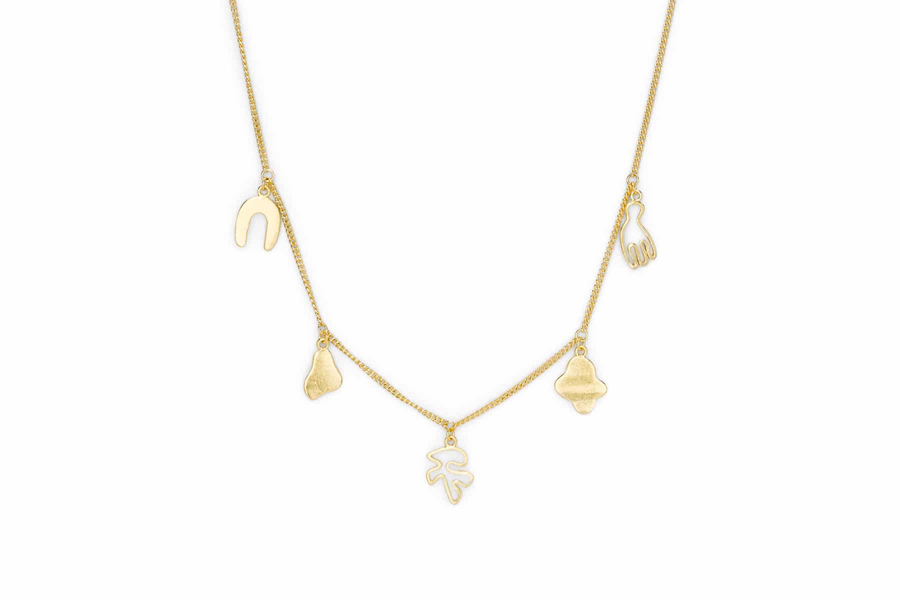Arp charm necklace, 925 Silver based, 18k Gold plated - Bjørg