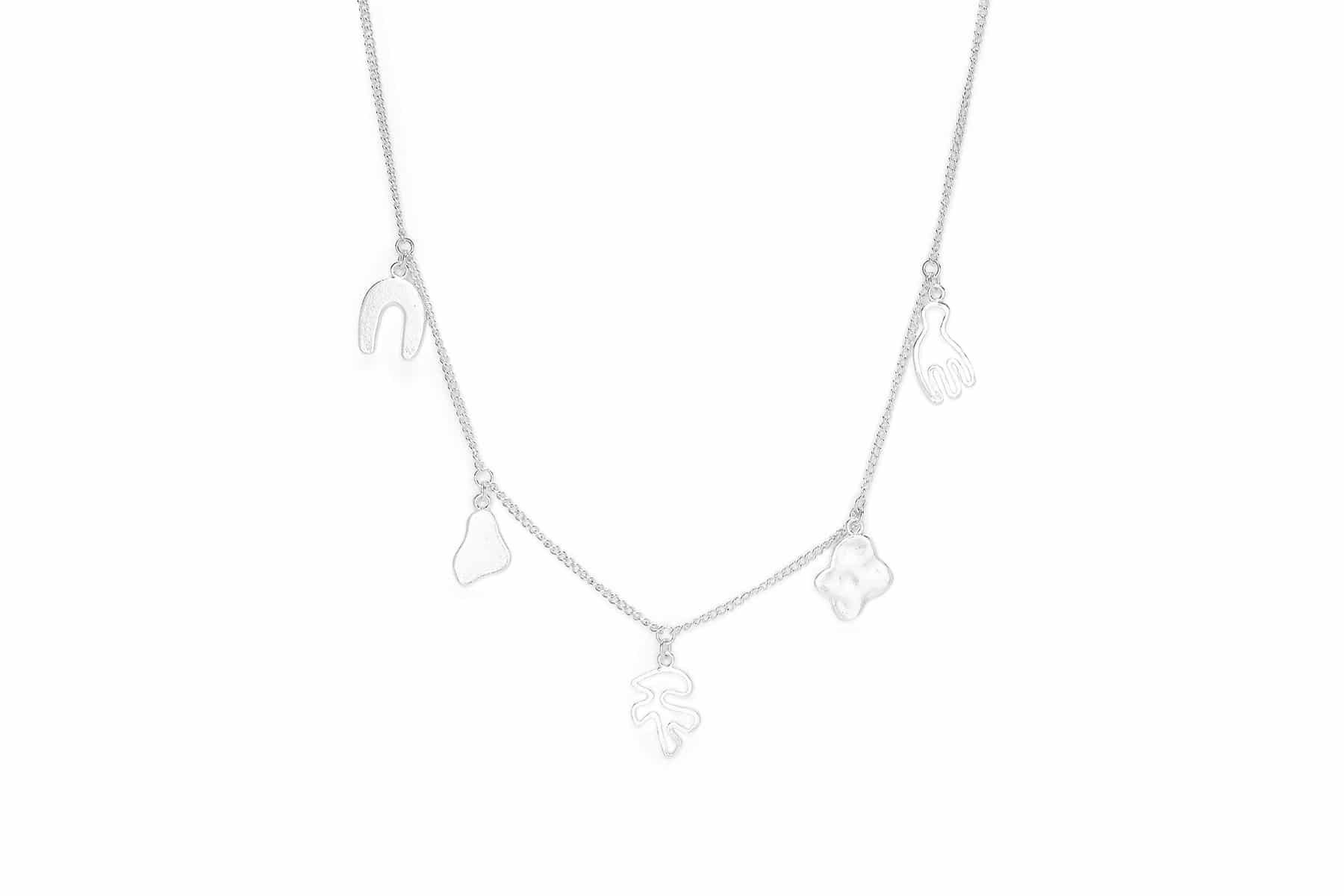 Arp charm necklace, 925 Silver based, Silver plated - Bjørg