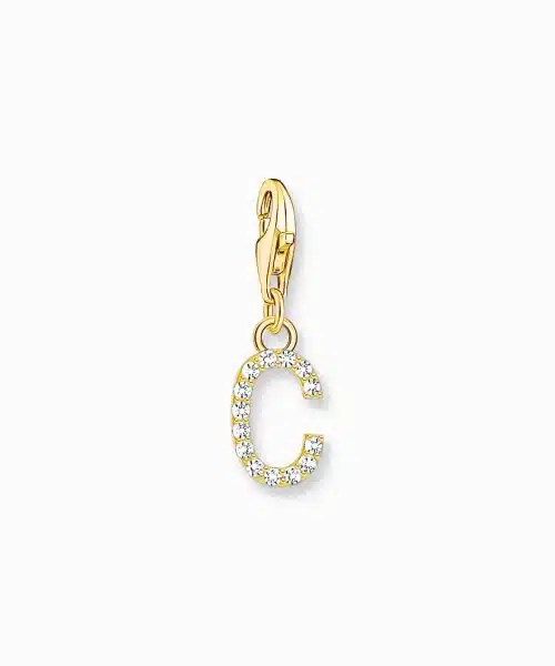 Thomas Sabo Charm pendant letter with white stones gold plated - Bilde 3