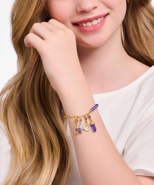 Thomas Sabo Charm pendant hexagon with imitation amethyst yellow-gold plated - Bilde 4