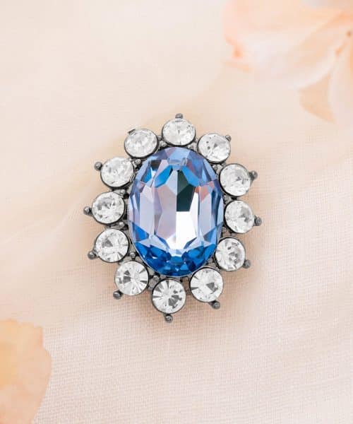 Brosje med safirblå rhinestone - Bilde 2