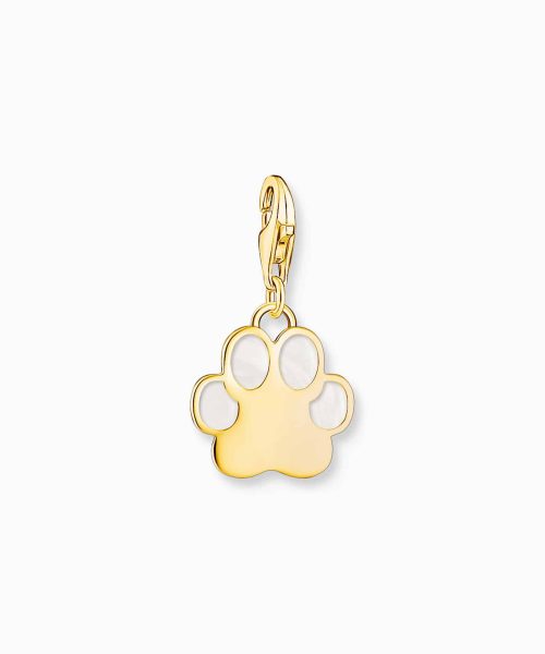 Thomas Sabo Charm pendant dog paw with cold enamel yellow-gold plated