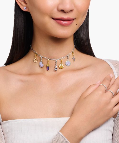 Thomas Sabo Charm pendant hexagon with imitation amethyst yellow-gold plated - Bilde 3