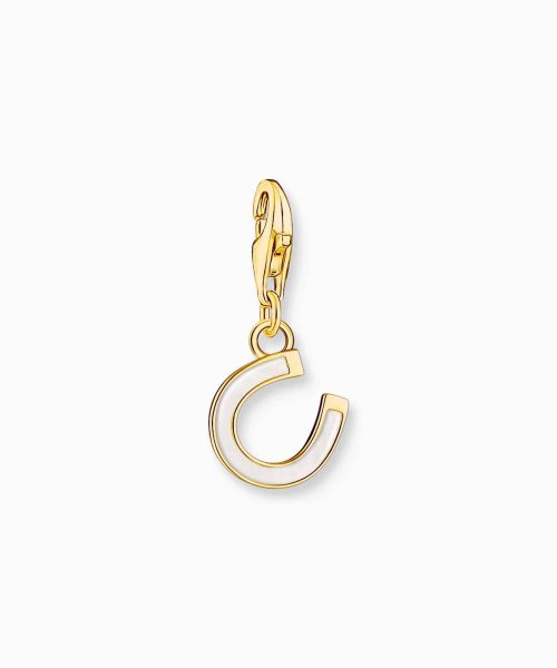 Thomas Sabo Charm pendant horseshoe with white cold enamel yellow-gold plated