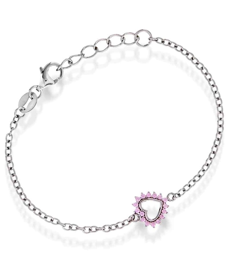 Prins & Prinsesse - Armbånd i Sølv med Rosa Zirkonia