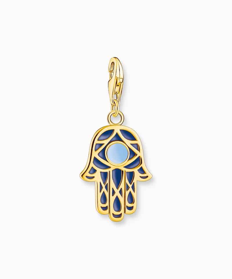 Thomas Sabo Charm pendant Hand of Fatima with cold enamel yellow-gold plated