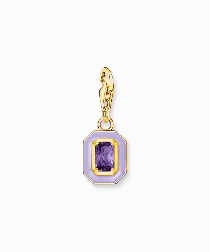 Thomas Sabo Charm pendant octagon with violet cold enamel yellow-gold plated