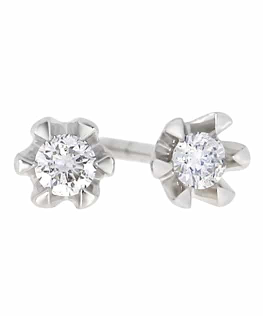 Enstens ørepynt 0.14ct. Brilliant Cut, Hvitt gull