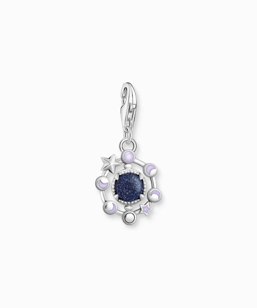 Thomas Sabo Charm pendant moon phase with imitation sandstone silver blackened
