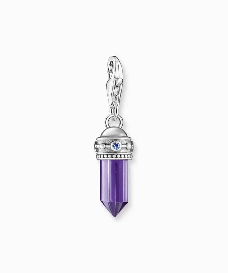 Thomas Sabo Charm pendant hexagon with imitation amethyst and fine symbols silver