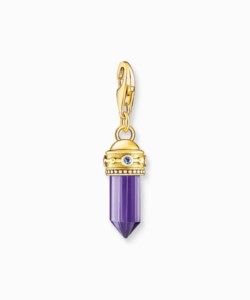 Thomas Sabo Charm pendant hexagon with imitation amethyst yellow-gold plated