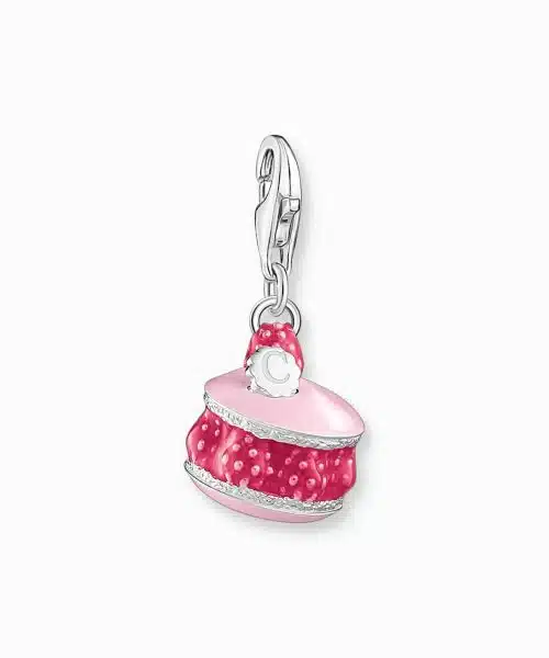 Thomas Sabo Silver charm pendant with pink raspberry macaron